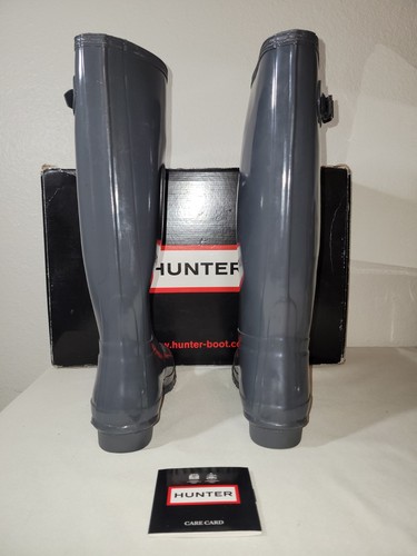 Hunter Damen Original 16" hoch glänzend Regenstiefel Größe 9M/10F. Beschreibung prüfen - Bild 9 von 17