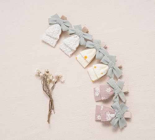Baby Girl Hair Clips With Bow Holder 18 PCS Daisy Embroidered Hair Bow - Picture 7 of 7