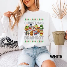 Italian Brainrot Christmas Meme Sweatshirt Funny Character Chart Holiday Shirt