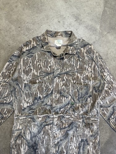 Vintage Mossy Oak Jagd Overall Woodland Green Camo Treestand USA XL selten - Bild 2 von 16