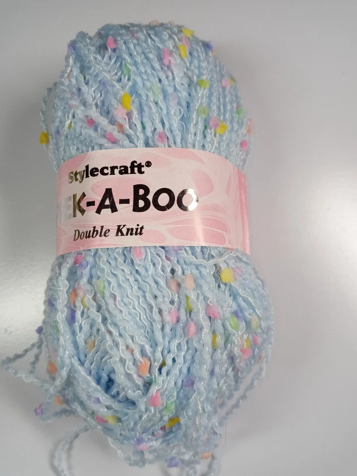 Hilo Stylecraft Peek-a-Boo tejido doble 50 g 147 yardas color #6002 azul Foto 2 de 2