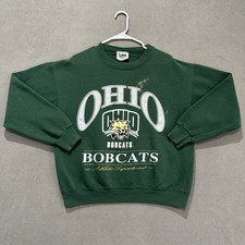 Vintage Ohio University Bobcats Sweatshirt Mens M Green Crewneck Lee Sport USA