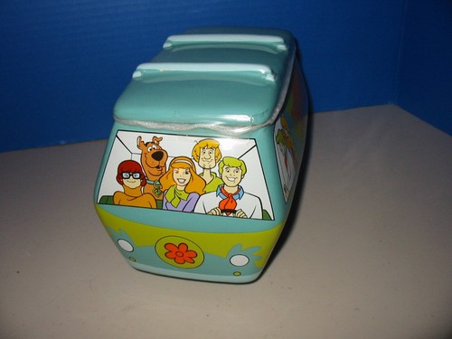 Scooby-Doo Gang Mystery Machine Van tarro de galletas de cerámica plateado búfalo grande nuevo - Imagen 2 de 15