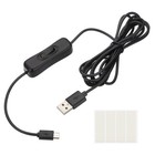 2M USB Male to Micro USB Male Extension Cord with Switch with Tape, Black