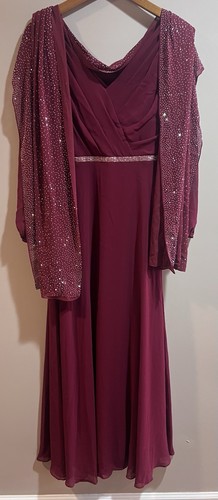 Ever Pretty Mother Of The Bride Dress Size 8 With Matching Wrap Burgundy
