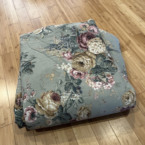 Vintage Dan River Queen Comforter Quilt Green Pink Roses Floral Shabby Cottage - Picture 7 of 7
