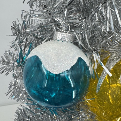 Crate & Barrel Set Of 4 Glass Ornaments Multi Color Melting Snow Glitter Balls - Picture 2 of 8