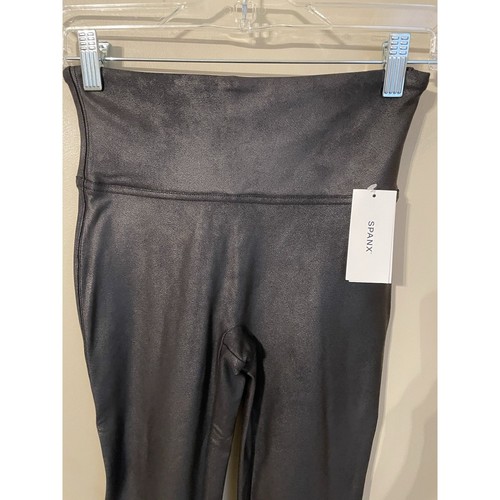 SPANX Size Small Tall Black Faux Leather Fleece Lined Leggings 20559T - Picture 4 of 6