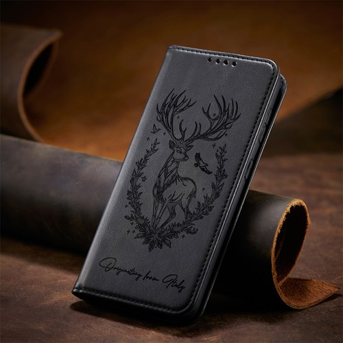 Phone Case Cover for iPhone 16E 16 15 14 13 12 11 8 XR Deer Embossed Wallet Case - Picture 11 of 18