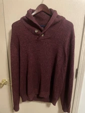 Izod Mens Sz XL Sweater Shawl Collar Red And Black