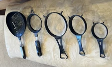 Set of 5Plastic Nylon Mesh Nesting Strainer Colander Set with Handles   Black