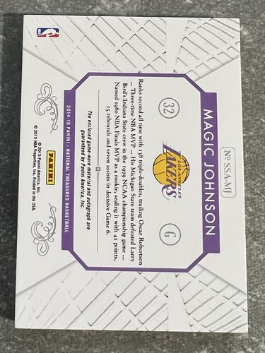 MAGIC JOHNSON 2014-15 Panini Treasures SNEAKER SWATCHES Auto Shoe PATCH Sp /49 - Picture 2 of 2