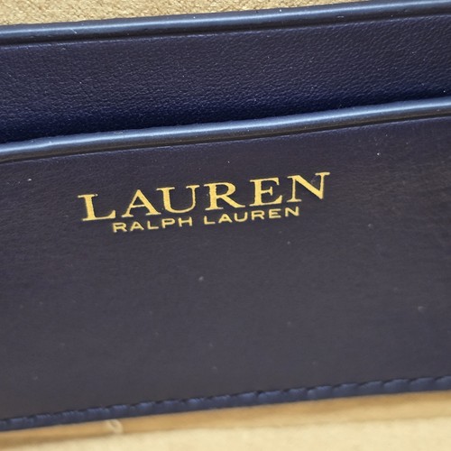 Ralph Lauren Leather Small Marcy Convertible Pouch Crossbody Bag Blue Gold New - Picture 8 of 12