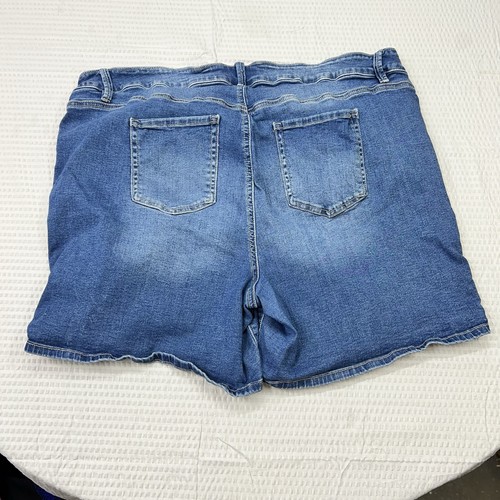 Damengröße 18 W Royalty Denim schmale Stretch-Shorts mittelhohe blaue Jeans Mom 90er Jahre Y2K - Bild 2 von 6