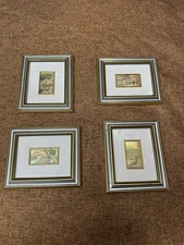 VTG Italian Mini Collection Hand-Made Art Chomolithographs On 22k Gold, Set Of 4