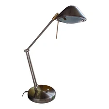 Vintage Halogen Brushed Metal Articulating Drafting/Reading/Work/Task Lamp  MCM