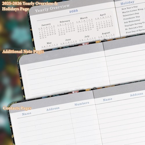 2025-2026 Pocket Calendar Small Monthly Planner Compact Organizer Black 63 Pages - Picture 7 of 9
