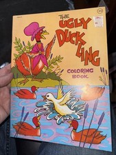 Vintage Rare "The Ugly Duckling" Story Coloring Book uncolored 
