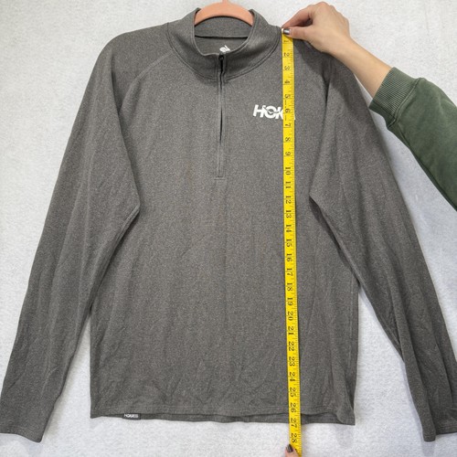 HOKA X Rabbit Pullover Para Hombres Grande Gris Cuarto Cremallera Camisa para Correr Agujeros para los Pulgares - Imagen 6 de 10