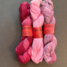 VTG  ALCHEMY HAIKU YARN - 3 Skeins Red Pink Purple - Silk/Mohair 325yds ea