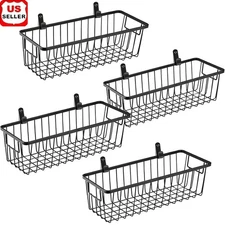 Rustic Wall Mounted Wire Baskets Storage Bins Organizer Set Home & Office New