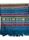 Vintage Mexican Serape Woven Table Runner Fringe Multicolore Fish Geometric