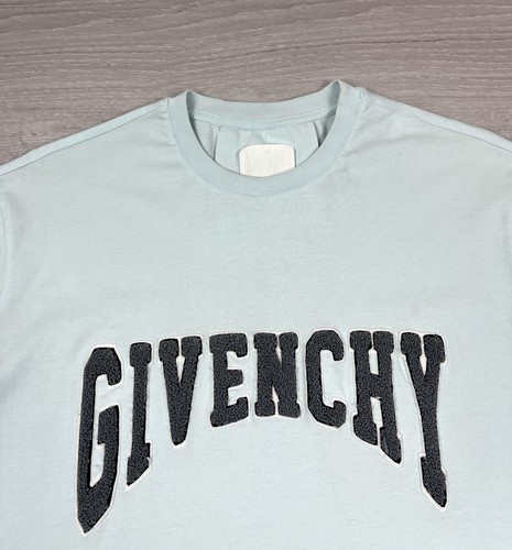 Givenchy Big Logo Blue Cotton Slim Fit Luxury T Shirt XL Size Mens - Picture 5 of 18
