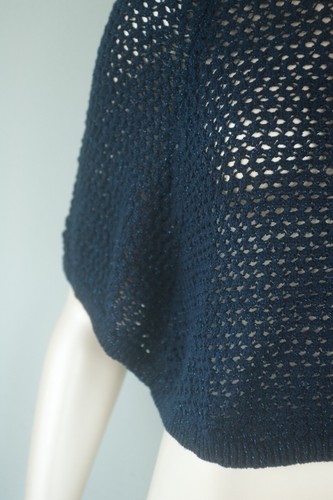 NWT Justice Girl's Size 12/14 Navy Blue Metallic Knit Crochet Poncho Top Sweater - Picture 5 of 7