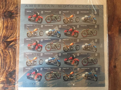 American Motorcycles - Sheet of 20 39 Cent USPS Postage Stamps
