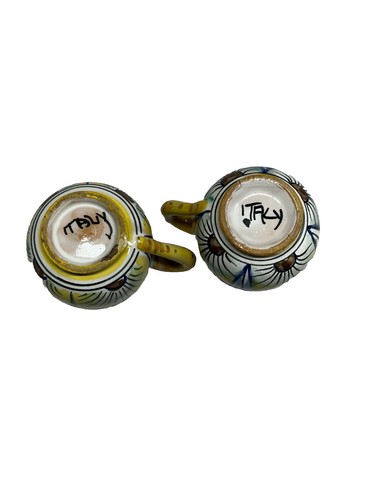 Vintage Made In Italy Hand Painted Pottery Tea Set-Saucers Cups Creamer-11 Piece - Picture 12 of 24