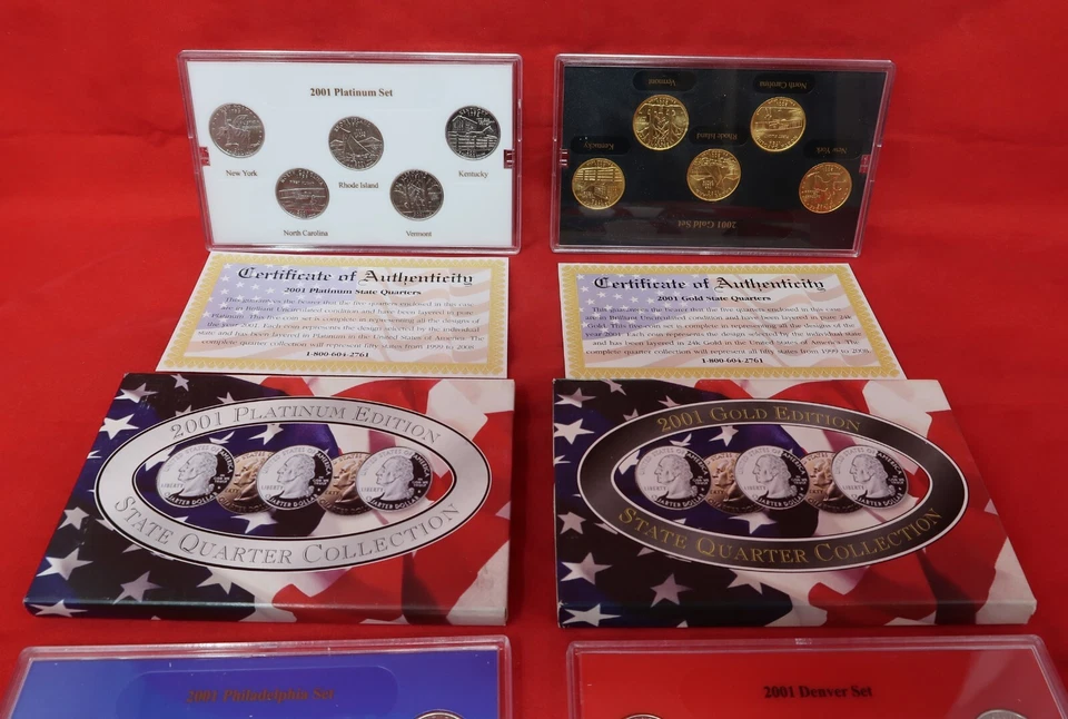 2001 Denver, Philadelphia, Gold, Platinum, State Quarter Collection - Image 2 of 4