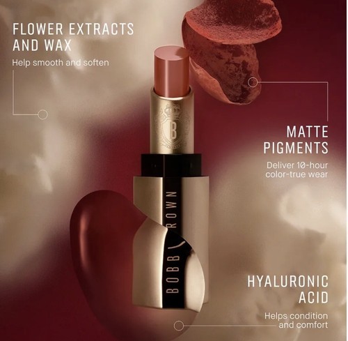Rossetto opaco Bobbi marrone lusso ~ RUBINO 808 ~ 0,12 once/3,5G taglia intera nuovo con scatola - Foto 3 di 6