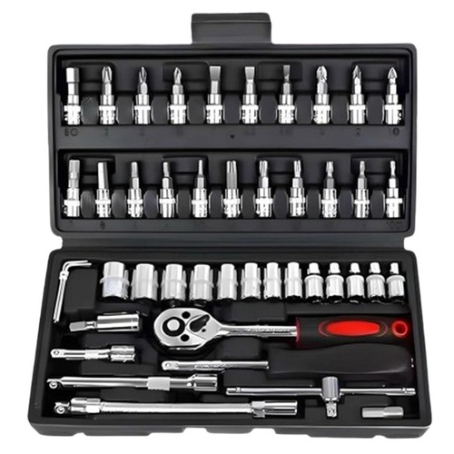 46Pcs Hand Tool Set Car Repair Tool Kit 1/4-inch Socket Spanner Screwdriver Set - Picture 10 of 11
