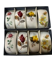 Chelson Vintage Set of Fine Bone China Floral Napkin Holders Marked Made England