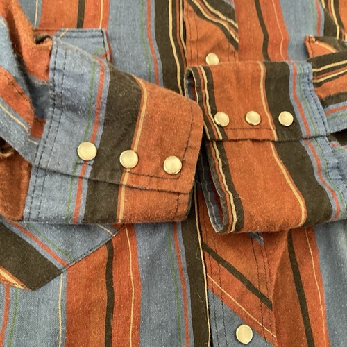 Vtg Wrangler Brush Popper Western Button Shirt XL 26x34 Pearl Snap Long Sleeve - Picture 8 of 10