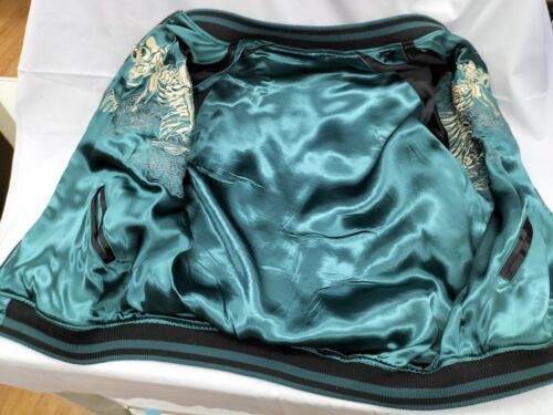 Karakuri Tamashii Sukajan Men's Jacket Japanese Embroidered Skull Blue Size L - Picture 7 of 12