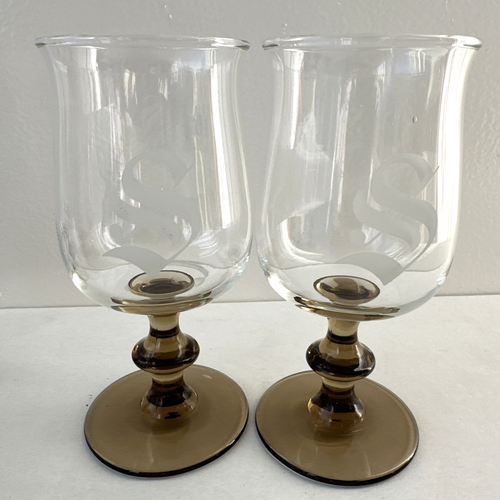 Set 8 Libbey TULIP Brown Wine Glasses Pedestal Knob Stems 5-3/4" 8 fl oz - Picture 7 of 12