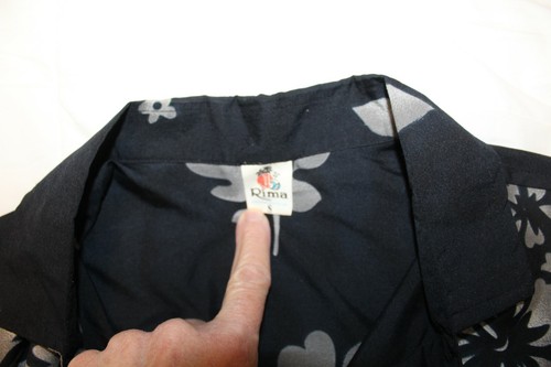 Rima Beachwear Men's Black/Gray Hawaiian Button Down Short Sleeve Shirt - S   - Bild 3 von 3