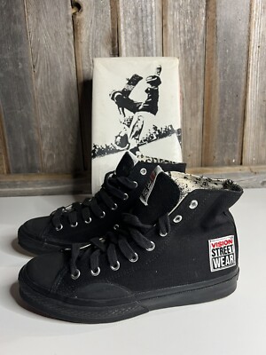 Vintage RARE Black Vision Street Wear Skate HiTop Shoes Size