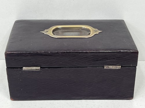 Adorable vintage burgundy oak grain leather jewellery box with tray - Picture 7 of 15