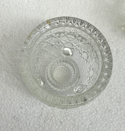 Vintage Pair 3 Footed Clear Pressed Crystal Candle Holders - Picture 3 of 4