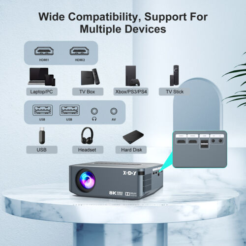 XGODY X1 8K Display Projector Native 1080P WiFi Smart Home Theater Movie Cinema - Picture 9 of 13