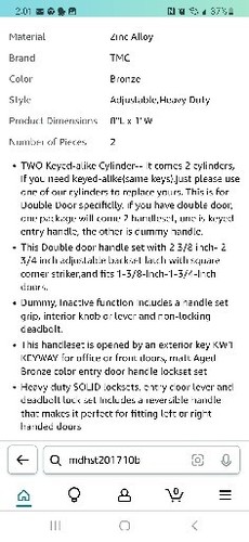 Newbang Double Entrance Lock System Black /bronze MDHST201710B - Picture 3 of 4