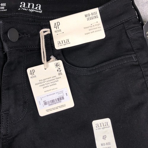 Pantalones de mezclilla ANA para mujer 4P ajustados negros elásticos tiro medio lavado oscuro pequeños - Imagen 8 de 14