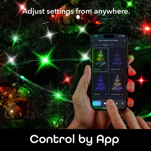 Geeni Smart String Lights 200 LEDs Segmented RGB Music Sync, 65.6Ft - Picture 3 of 10