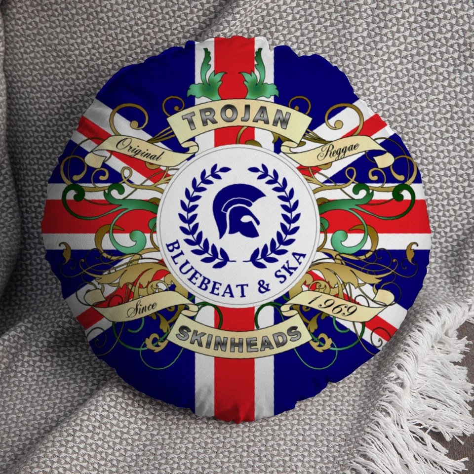 Trojan Skinheads Union Jack 14" Round Cushion Decrotive Circle Pillow - Image 2 of 4