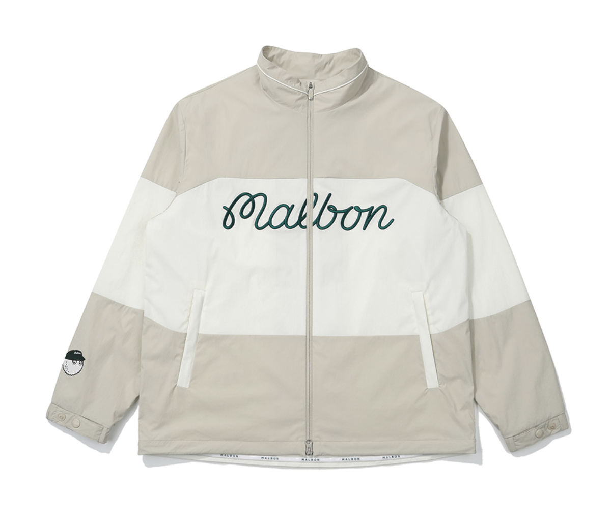 スウェット・トレーナー Malbon Golf V-NECK WOVEN PISTA GREYISH BEIGE MAN M5121PPI02G Malbon Golf] Color Block Jacket GREYISH BEIGE (MAN) - M~XXXL