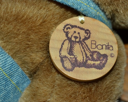 (2) BONITA BEAR PLUSH TEDDY BEAR FARMER BEARS OWEN & KATIE DENIM OVERALLS EXC - Picture 2 of 5