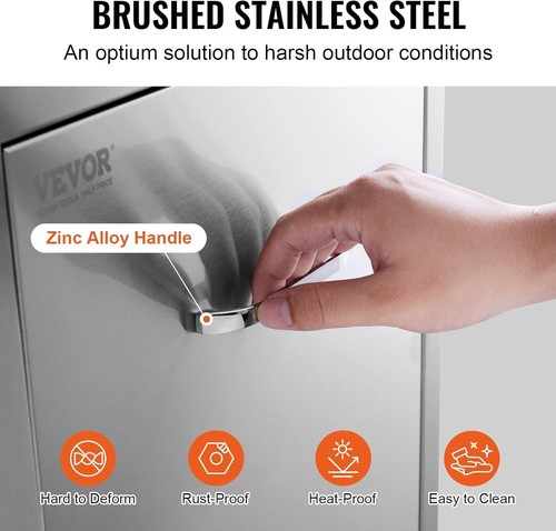 13.4"W Outdoor Kitchen Trash Bin - Durable Stainless Steel with Silent Rails - Picture 8 of 12