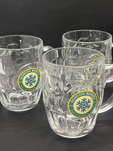 "3 tazas de cerveza Gordon Biersch Brewery Winterbok 2017 pinta vidrio con hoyuelos 5"" de alto" - Imagen 3 de 10
